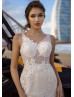 Beaded Ivory Lace Tulle See-through Wedding Dress